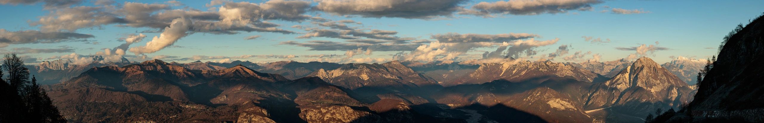 Autumn mountain landscape at sunset